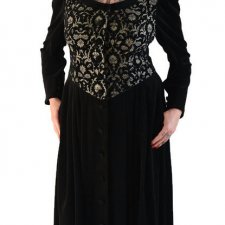 (Autentyczny vintage) Długa haftowana welurowa suknia "Meico"