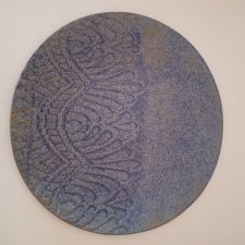 Patera ceramiczna handmade niebiesko zielona ze wzorem matowa