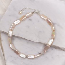Naszyjnik choker z naturalnych pereł Chunk - srebro