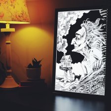 Autorska grafika podświetlana Baba Jaga 50x70x1,7 cm