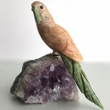 Gemstone bird ❤ Ametyst i inne szlachetne minerały ❤ Papuga ręcznie wykonana ❤