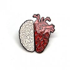 Pin dwie broszki serce i mózg rockowa pins emalia