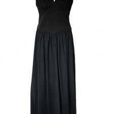 (Autentyczny vintage) Długa czarna sukienka 70s lata 70-te