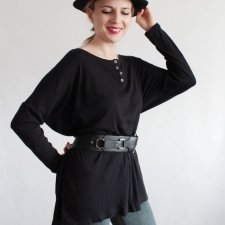 MONKI bluzka vintage oversize czarna tunika