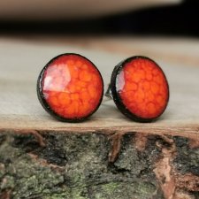 OKRĄGŁE POMARAŃCZOWE KOLCZYKI SZTYFTY ANTYALERGICZNE minimalistyczna biżuteria polska CERAMICZNE WKRĘTKI biżuteria GAIA-ceramika