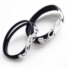 Infinity 2 bransoletki dla zakochanych skórzane czarne damska męska dla pary