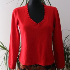 Czerwony sweter wełna lana,  Laura Ashley roz 40