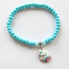 Niebieska Bransoletka Z Zawieszką Jednorożec Charms Bransoletka Na Gumce