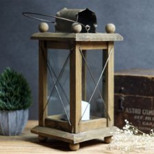 Drewniana latarnia / latarenka / świecznik vintage