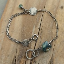 Delikatna srebrna bransoletka ze szkłem antycznym 2