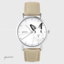 Zegarek yenoo - Królik - skórzany, beżowy