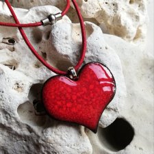 Damski naszyjnik z wisiorkiem w kształcie serca CZERWONE SERDUSZKO YES biżuteria walentynkowa dla niej WYJĄTKOWA BIŻUTERIA HAND-MADE ceramika GAIA