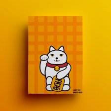 Plakat Lucky Cat Maneki Neko - Kot Szczęścia A3