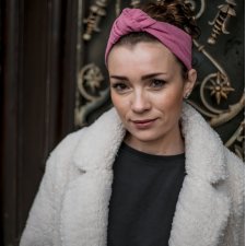 Opaska muślinowa szminkowy róż