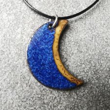 Naszyjnik ceramiczny księżyc niebiesko-złoty