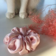 jedwabna gumka scrunchie handmade róż