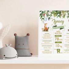 Plakat na Roczek dziecka - osiągnięcia - metryczka 40x50 cm