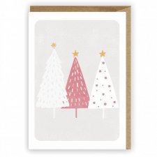 Kartka Bożonarodzeniowa Pastelowe choinki - Cardie