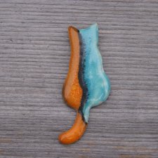 Ceramiczny magnes kot turkusowo-pomarańczowy