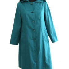 Szmaragdowy płaszcz z kapturem roz 38, Vintage