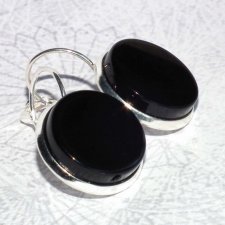 czarny onyks- kolczyki bigle zapinane angielskie