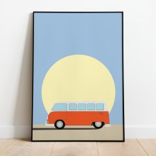 Pomarańczowy camper plakat A4