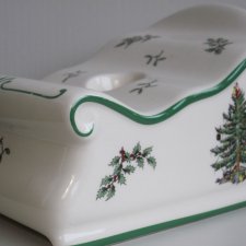 RARYTAS Spode christmas tree s 3324  ŚWIECZNIK -sanie swiętego Mikołaja -dawniejsza edycja