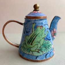 ❤❤ Kelvin Chen Miniatures Teapot  ❤❤ Emalia na miedzi