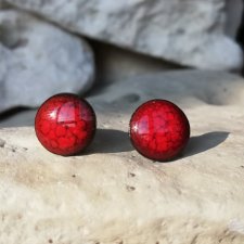 CZERWONE KOLCZYKI NA SZTYFTACH stal chirurgiczna &ceramika - czerwona biżuteria damska na prezent hamd-made -GAIA-ceramika