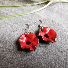 Ceramiczne kolczyki maki czerwone wiszące