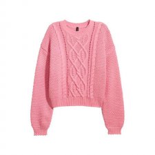 H&M - RÓŻOWY SWETER - WARKOCZE - XS