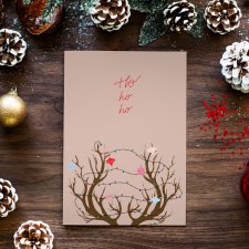 Świąteczna kartka renifer z życzeniami Święta Bożego Narodzenia kartka bożonarodzeniowa kartka okolicznościowa