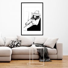 chilling out B&W, 70x50cm, PLAKAT z autorskiej akwareli