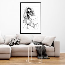 happiness B&W, 70x50cm, PLAKAT z autorskiej akwareli