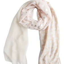 Szal vintage duży srebrzyste serca