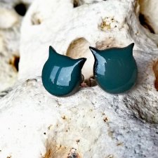 CERAMICZNE KOLCZYKI KOTY sztyfty ze stali chirurgicznej KOLOROWA BIŻUTERIA NA LATO kolczyki na prezent dla miłośniczek kotów GAIA-CERAMIKA