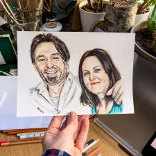 Zamów kolorowy mały portret A5 malowany ze zdjęć