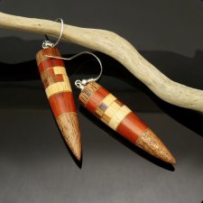 KŁY Ręcznie robione kolczyki wiszące drewno unikat handmade