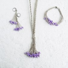Fioletowe perły 3-częściowy komplet biżuterii