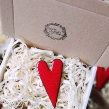 CZERWONE SERCE MAGNES DEKORACYJNY 8,5 cm PREZENT OD SERCA idealny dla mamy DZIEŃ MAMY upominki HANDMADE - GAIA design