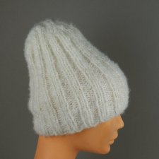 czapka klasyczna, roz 54, na drutach, biała