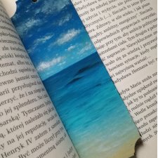 Drewniana zakładka do książki ręcznie malowana krajobraz ocean morze plaża personalizacja