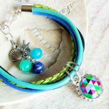 kolorowa śliczna bransoleta z zawieszkami