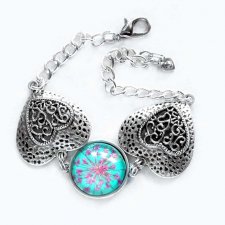 bransoletka prawdziwe kwiatki w szkle i serca