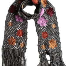 AŻUROWY szydełkowy SZAL KWIATY