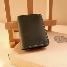 Ciemnozielony skórzany portfel/etui na dokumenty ręcznie robiony od Luniko