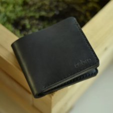 Uniwersalny czarny skórzany ręcznie robiony portfel z kieszonką na monety od Luniko