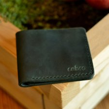 Klasyczny skórzany ciemnozielony portfel Handmade craft od Luniko
