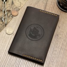 Ręcznie robiony brązowy skórzany okładka/etui/pokrowiec na paszport