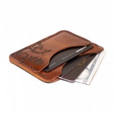 Jasnobrązowy portfel na karty ręcznie robiony Cardholder Handmade